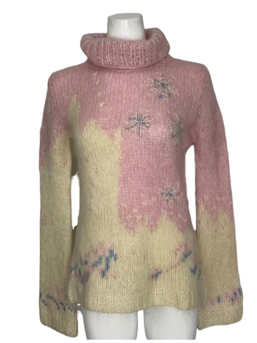 Free People Vintage Turtleneck Snowflake Sweater S Mohair NEW